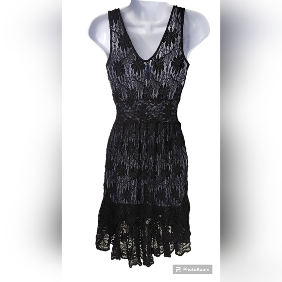 Free People Black Floral Lace Dress Small - Picture 4 of 4